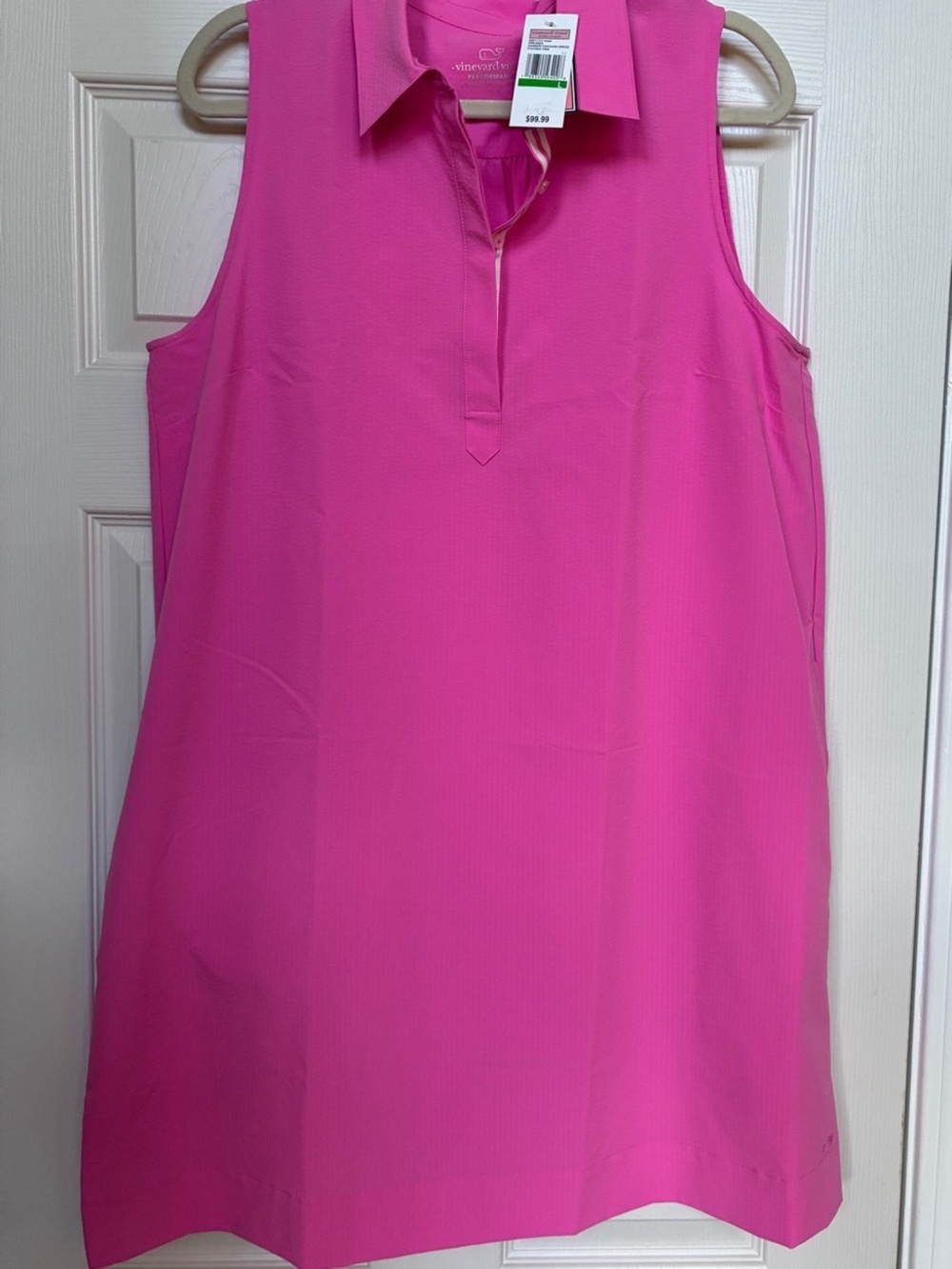 Vineyard Vines Sleeveless Harbor Popover Dress Fuchsia Pink